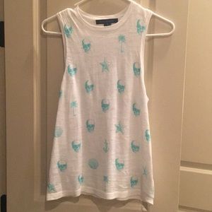 Skull Cashmere aqua and white tank